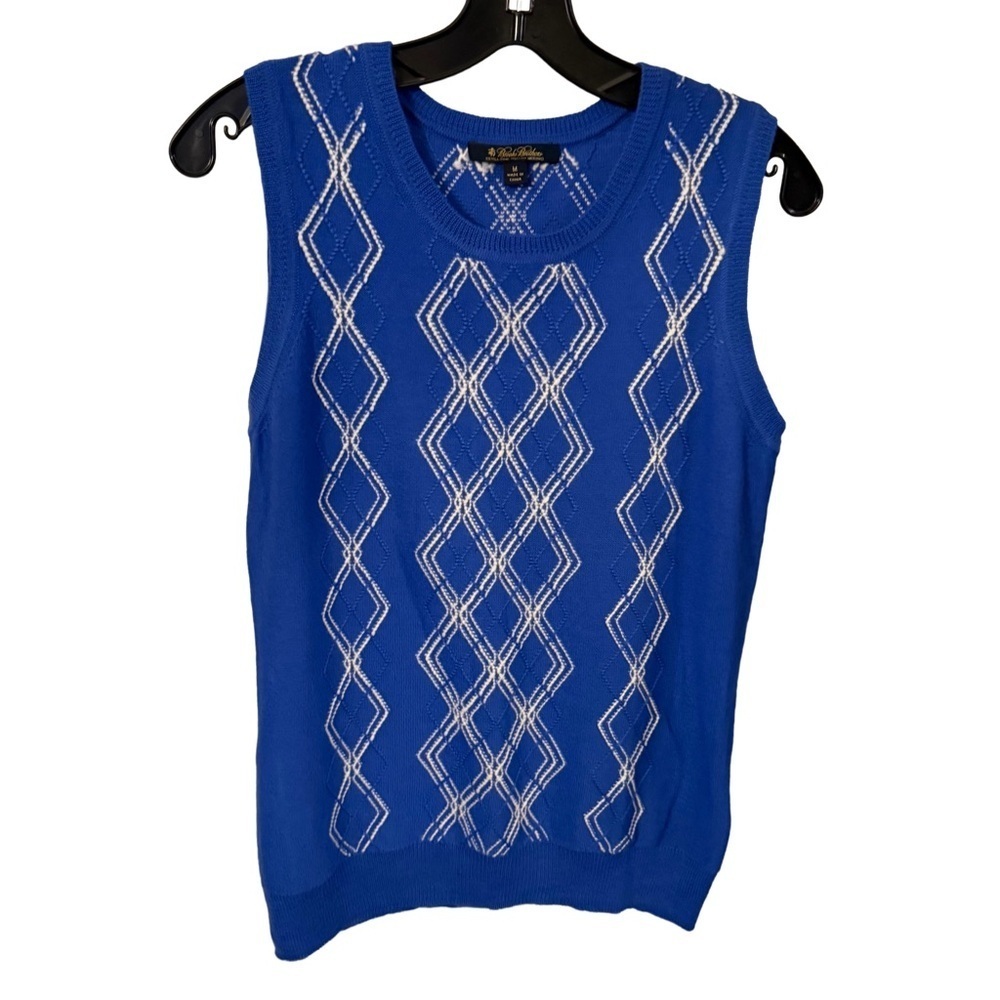 Brooks Brothers Women’s Argyle Sleeveless Sweater Vest Xtra Fine Italian Wool M